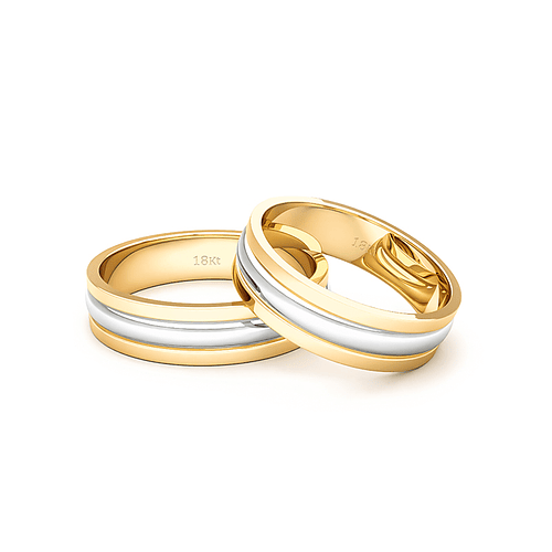 Argollas Oro 18kt Bicolor Prince Ingles Tubo 5 0mm Oro Amarillo