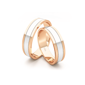 Argollas de matrimonio - Argollas Oro 18kt Bicolor Diva Tubo 5,0mm Oro Rosa Miel. - Joyería Cáceres Salazar