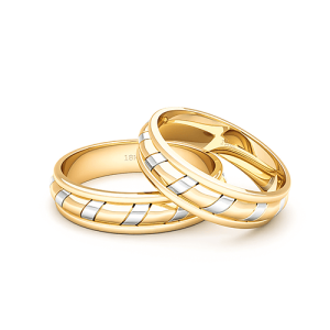 Argollas de matrimonio - Argollas Oro 18kt Bicolor King Ingles 5,0mm Oro Amarillo - Joyería Cáceres Salazar