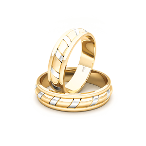 Argollas de matrimonio - Argollas Oro 18kt Bicolor King Ingles 5,0mm Oro Amarillo - Joyería Cáceres Salazar