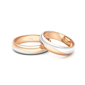 Argollas de matrimonio - Argollas Oro 18kt Bicolor Lumina Ingles 4,5mm Oro Rosa Miel - Joyería Cáceres Salazar