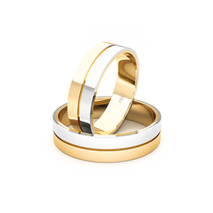 Argollas de matrimonio - Argollas Oro 18kt Bicolor Saffy Tubo 5,5mm Oro Amarillo - Joyería Cáceres Salazar