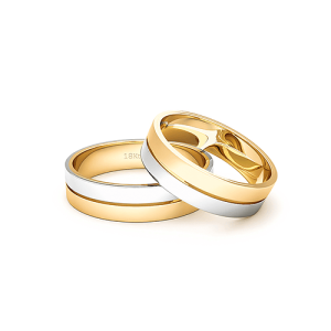 Argollas de matrimonio - Argollas Oro 18kt Bicolor Saffy Tubo 5,5mm Oro Amarillo - Joyería Cáceres Salazar