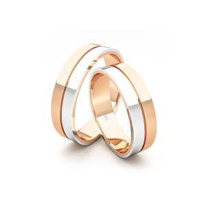 Argollas de matrimonio - Argollas Oro 18kt Bicolor Saffy Tubo 5,5mm Oro Rosa Miel - Joyería Cáceres Salazar