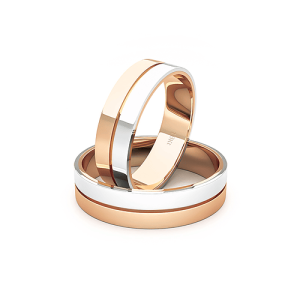 Argollas de matrimonio - Argollas Oro 18kt Bicolor Saffy Tubo 5,5mm Oro Rosa Miel - Joyería Cáceres Salazar